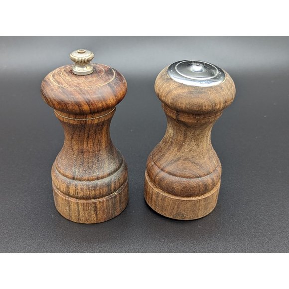 Vintage Peter Piper Salt and Pepper Mill Shakers Wood Grinder - Picture 8 of 11